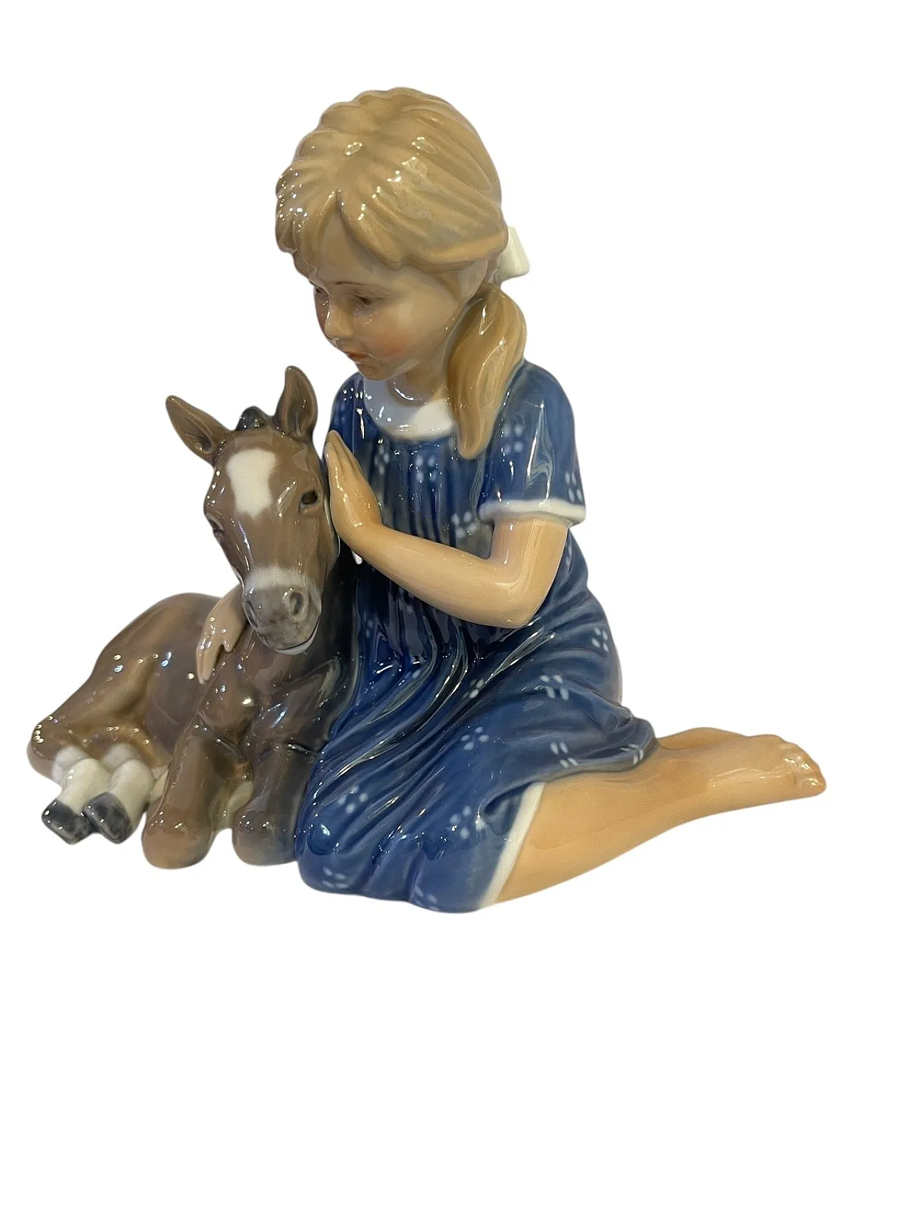 Ceramic Figurine, Royal Copenhagen, Girl with Donkey, 20th Century 2