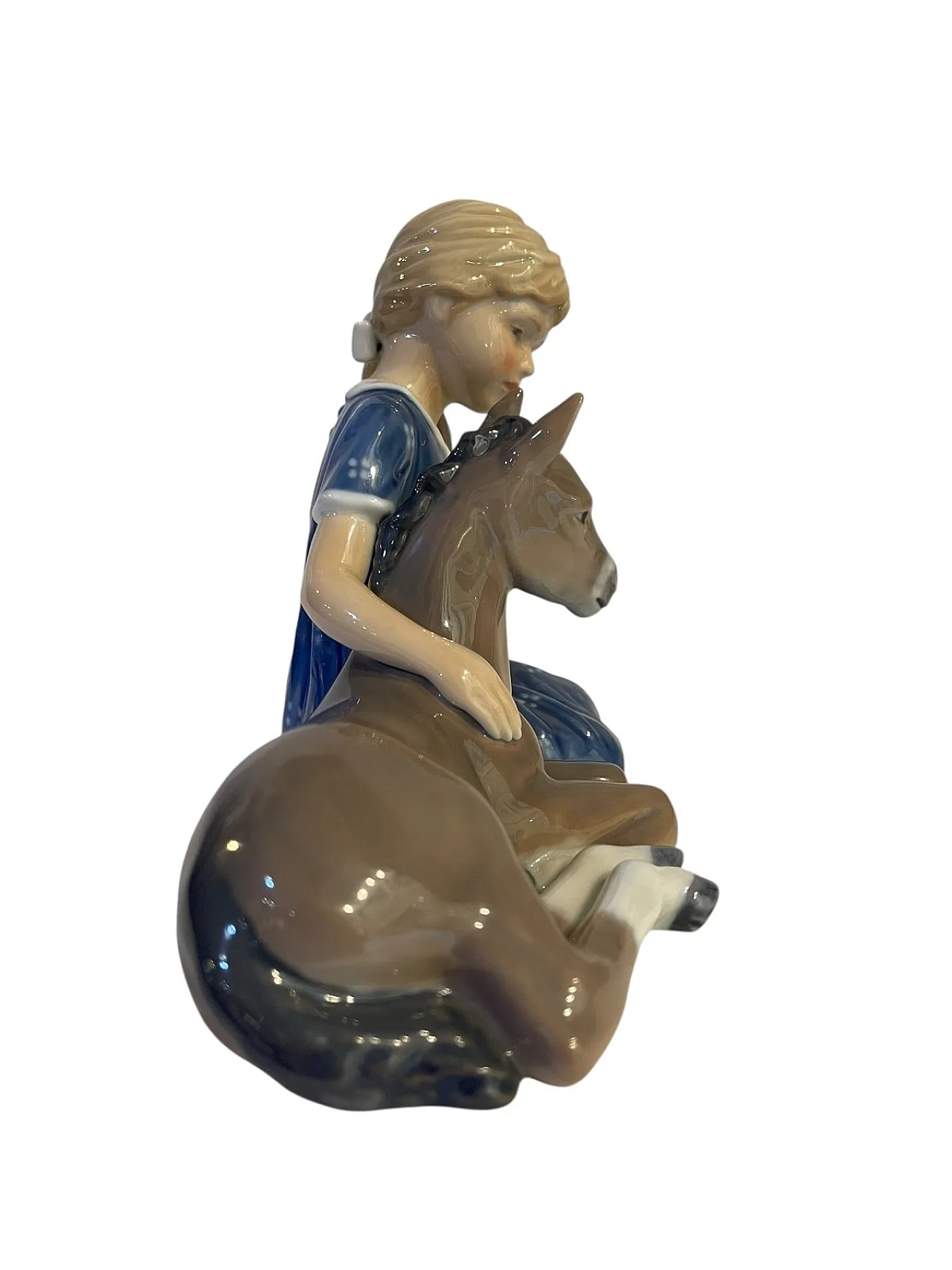 Ceramic Figurine, Royal Copenhagen, Girl with Donkey, 20th Century 4