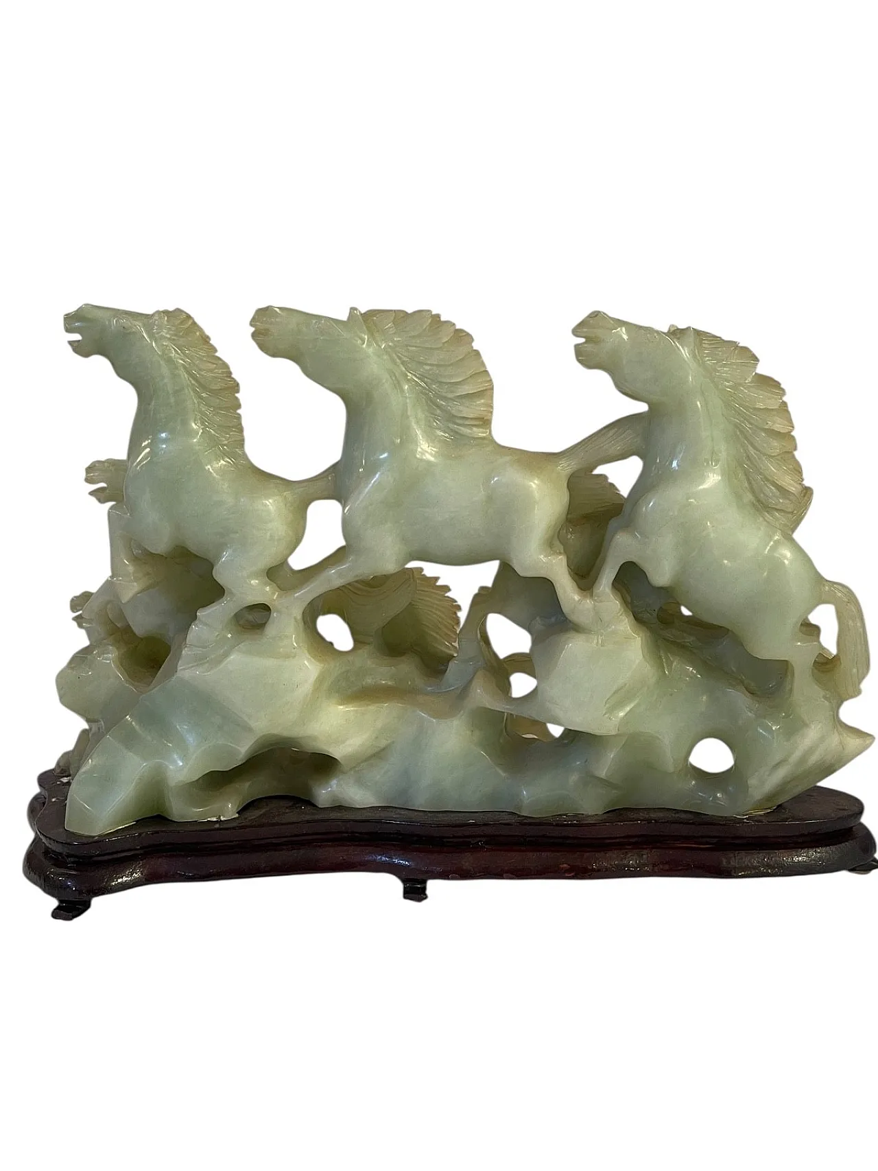 Gruppo in giada, cavalli al galoppo, '800 9