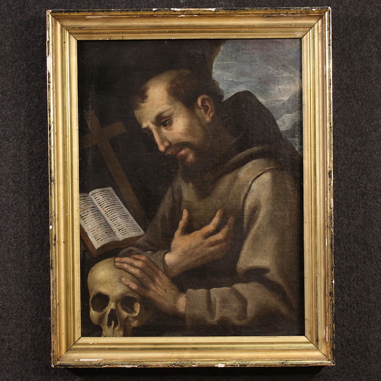 Italian painting Saint Francis of Assisi,  17th century 1
