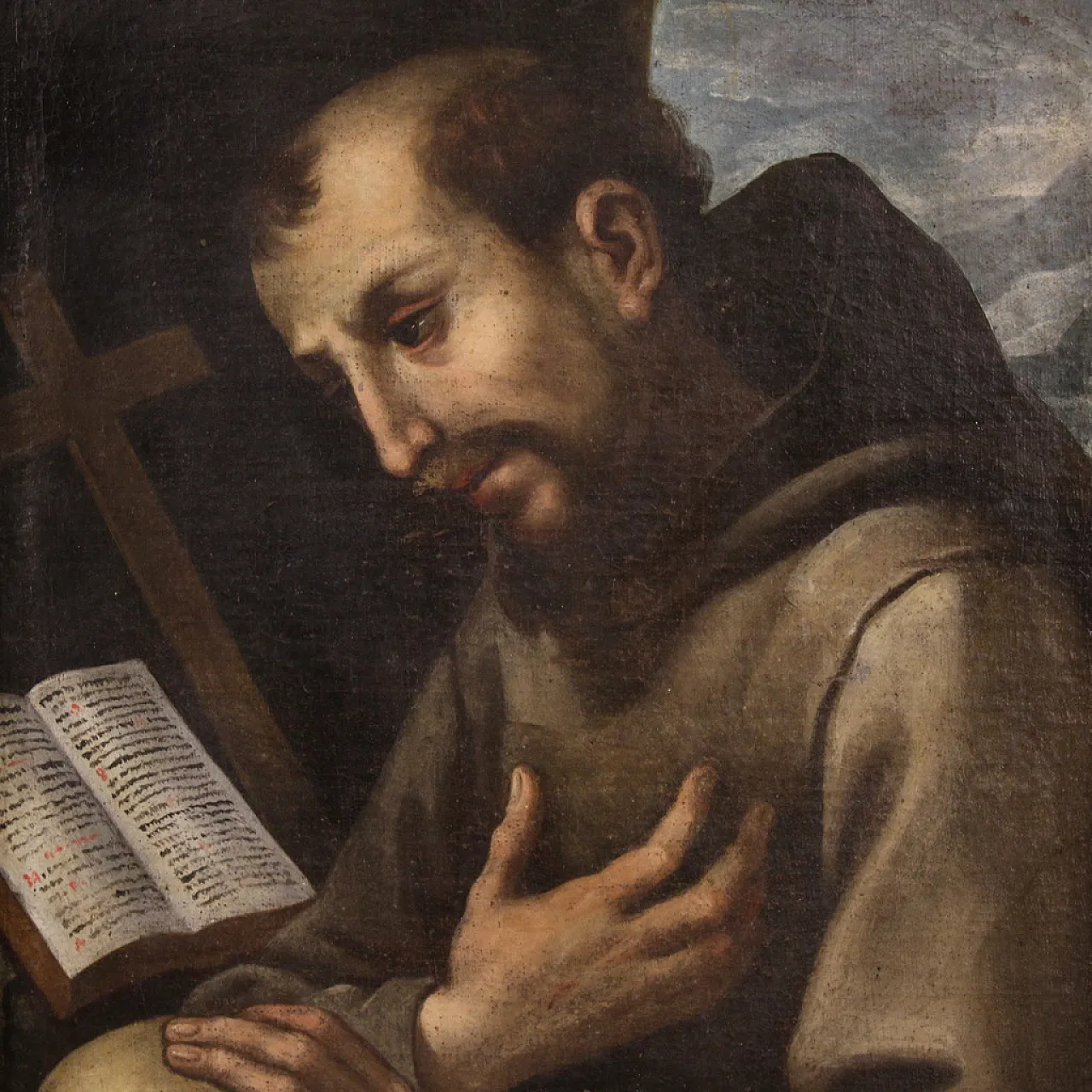 Italian painting Saint Francis of Assisi,  17th century 2