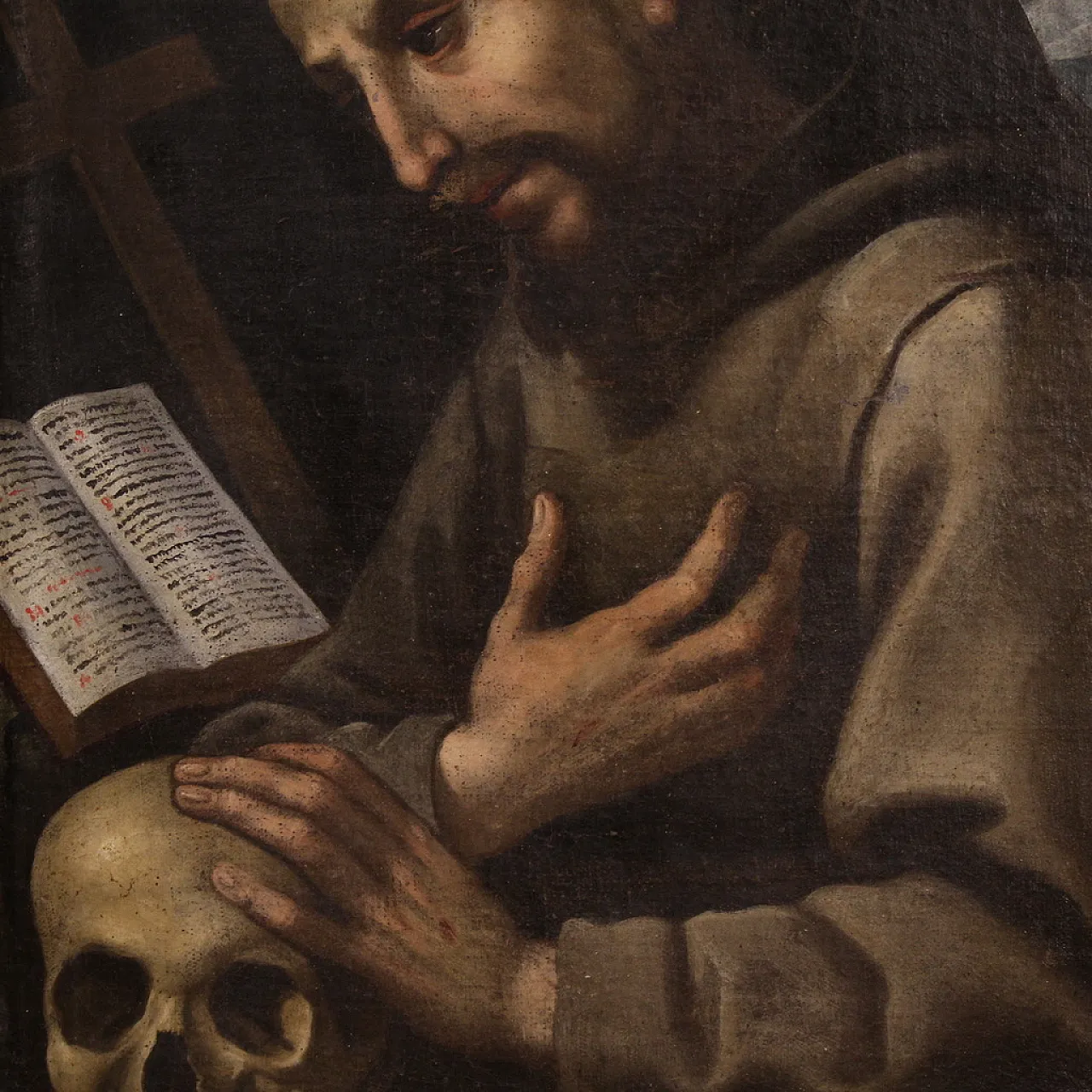 Italian painting Saint Francis of Assisi,  17th century 4