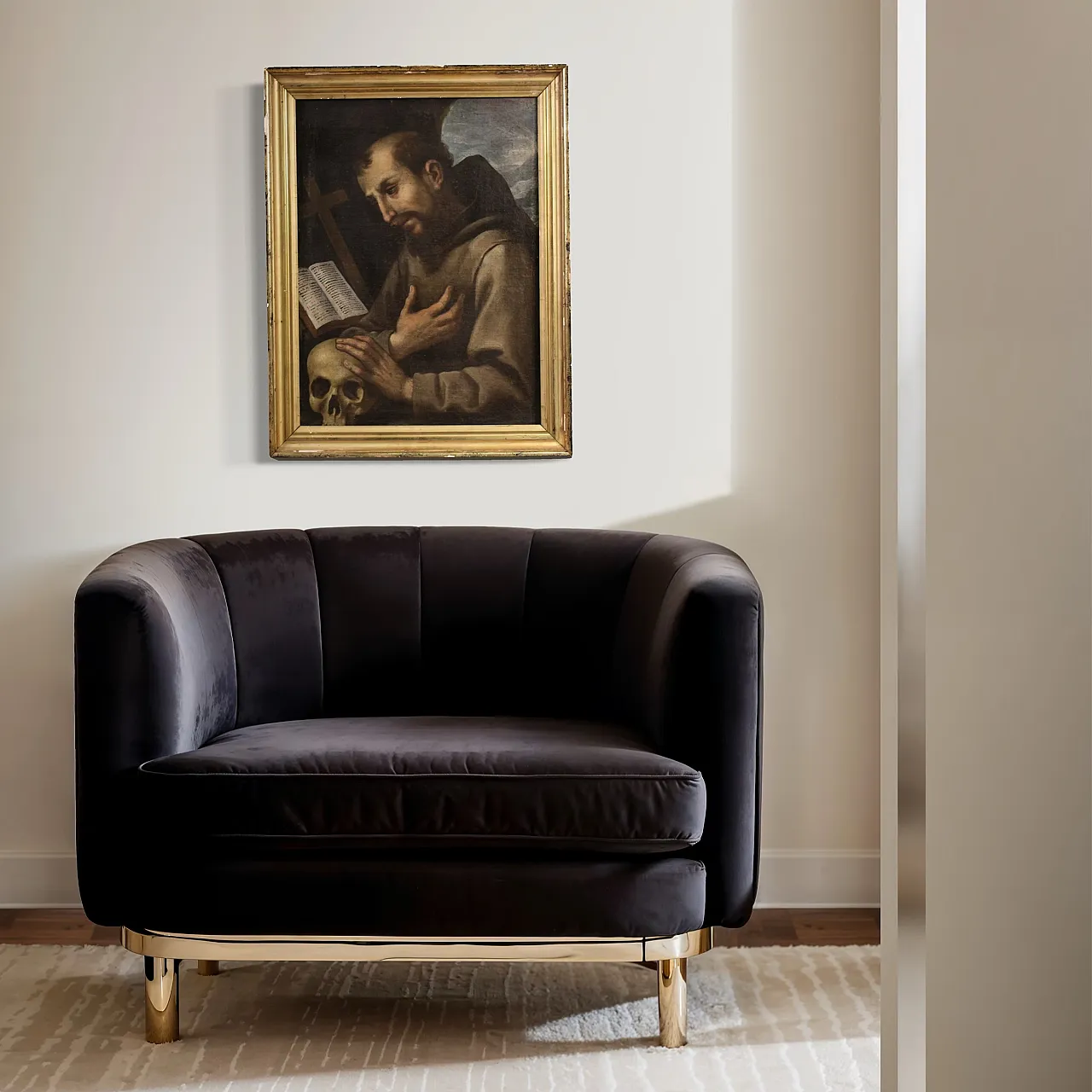 Italian painting Saint Francis of Assisi,  17th century 8