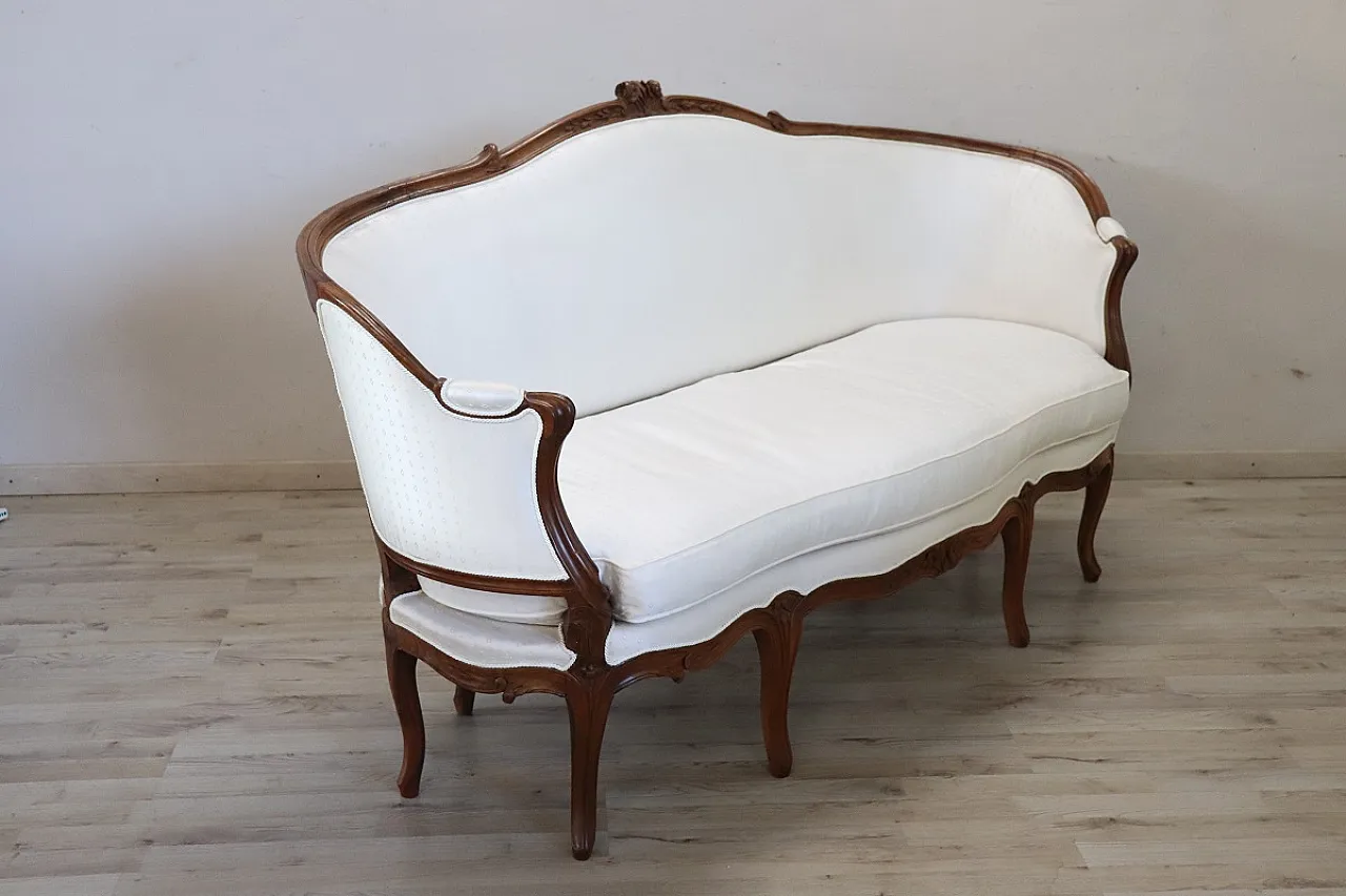 Upholstered walnut sofa, 19th century 2