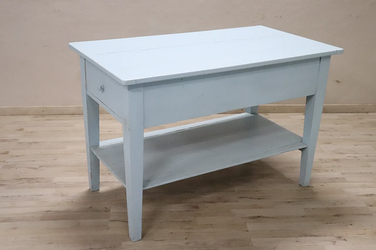Kitchen or work table in late 19th century lacquered fir 2