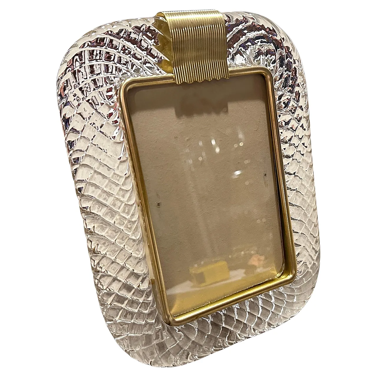 Brass and Murano glass frame in Barovier style, 1990s 1