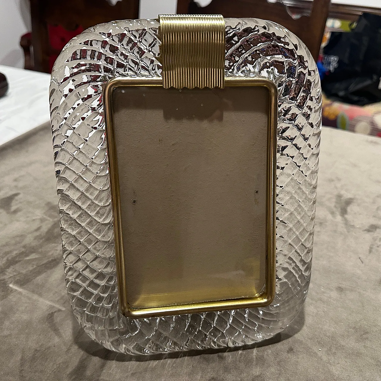 Brass and Murano glass frame in Barovier style, 1990s 2