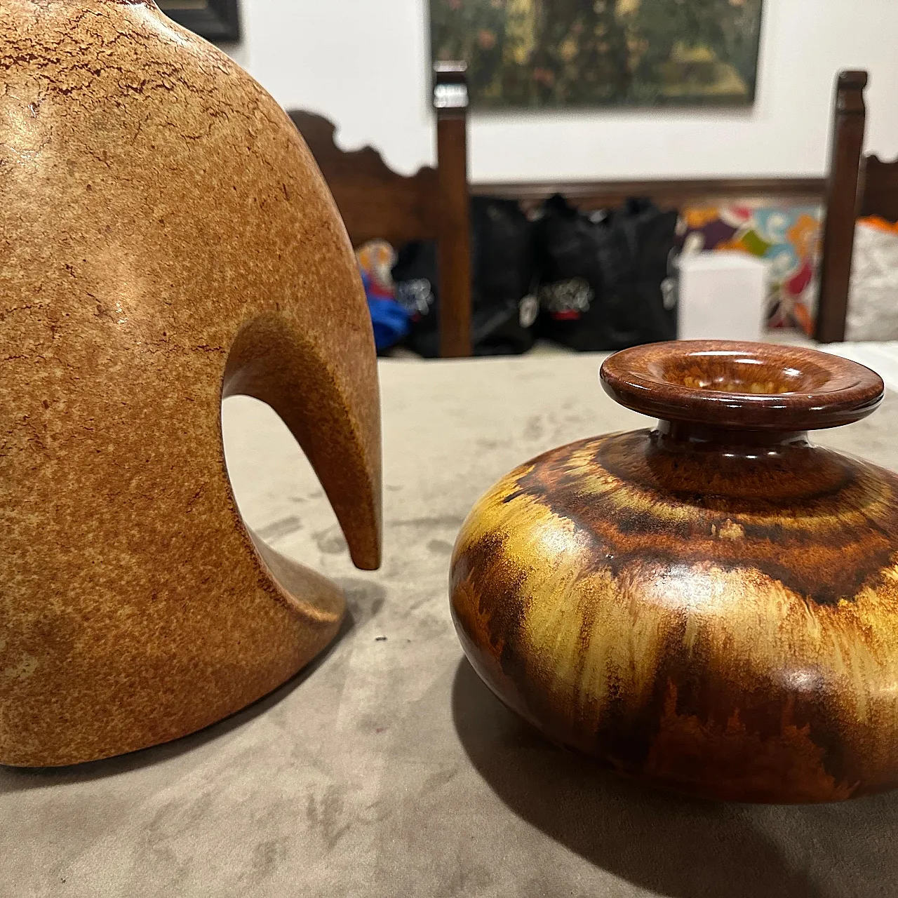 Pair of brown ceramic vases by Giovanni Bertoncello, 1970s 5