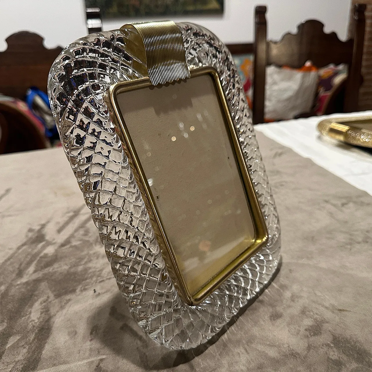 Brass and Murano glass frame in Barovier style, 1990s 9