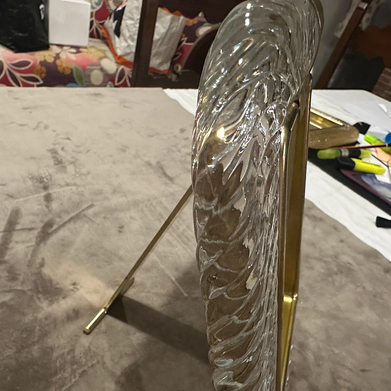 Brass and Murano glass frame in Barovier style, 1990s 11