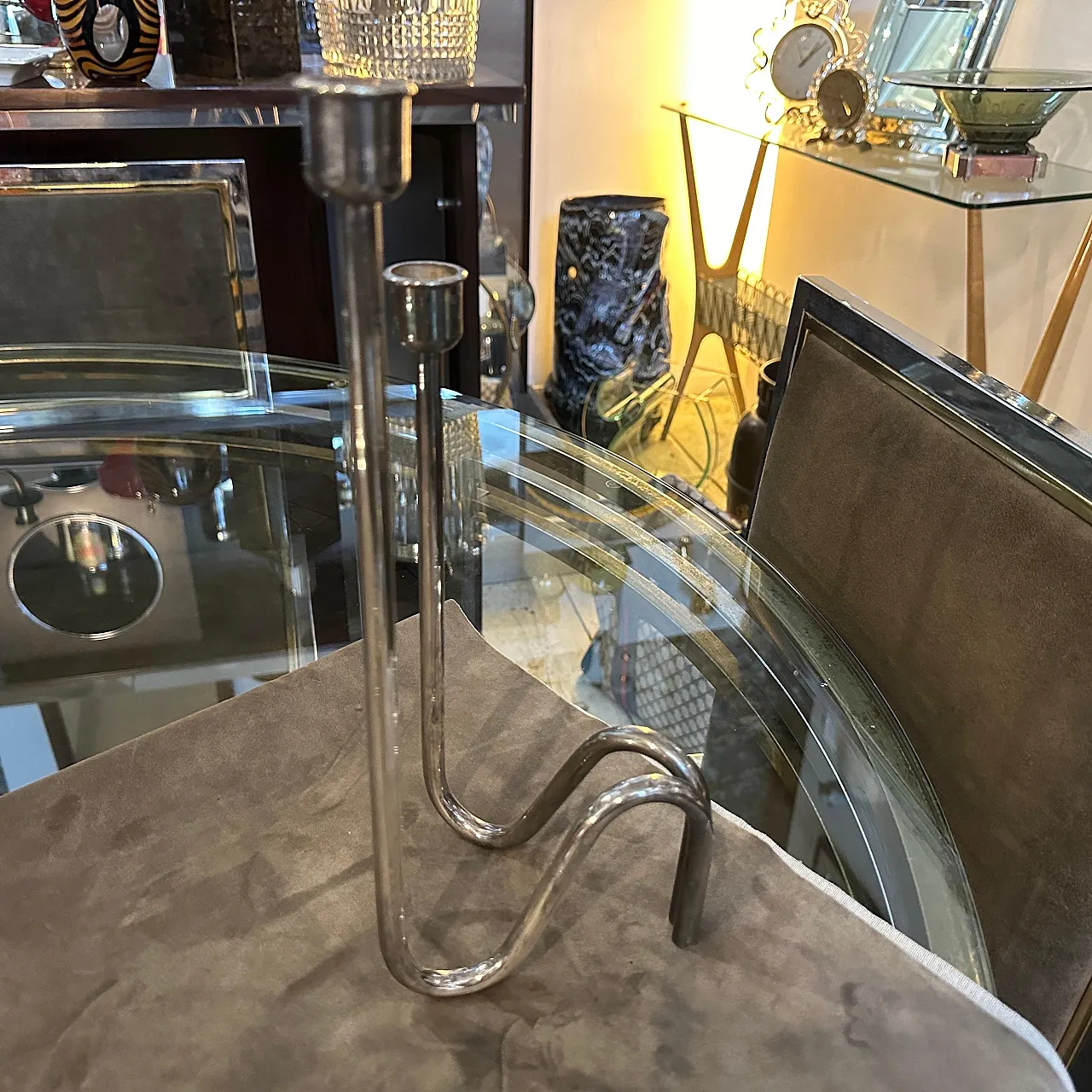 Coppia di candelabri Lino Sabattini placcati in argento, anni '80 2