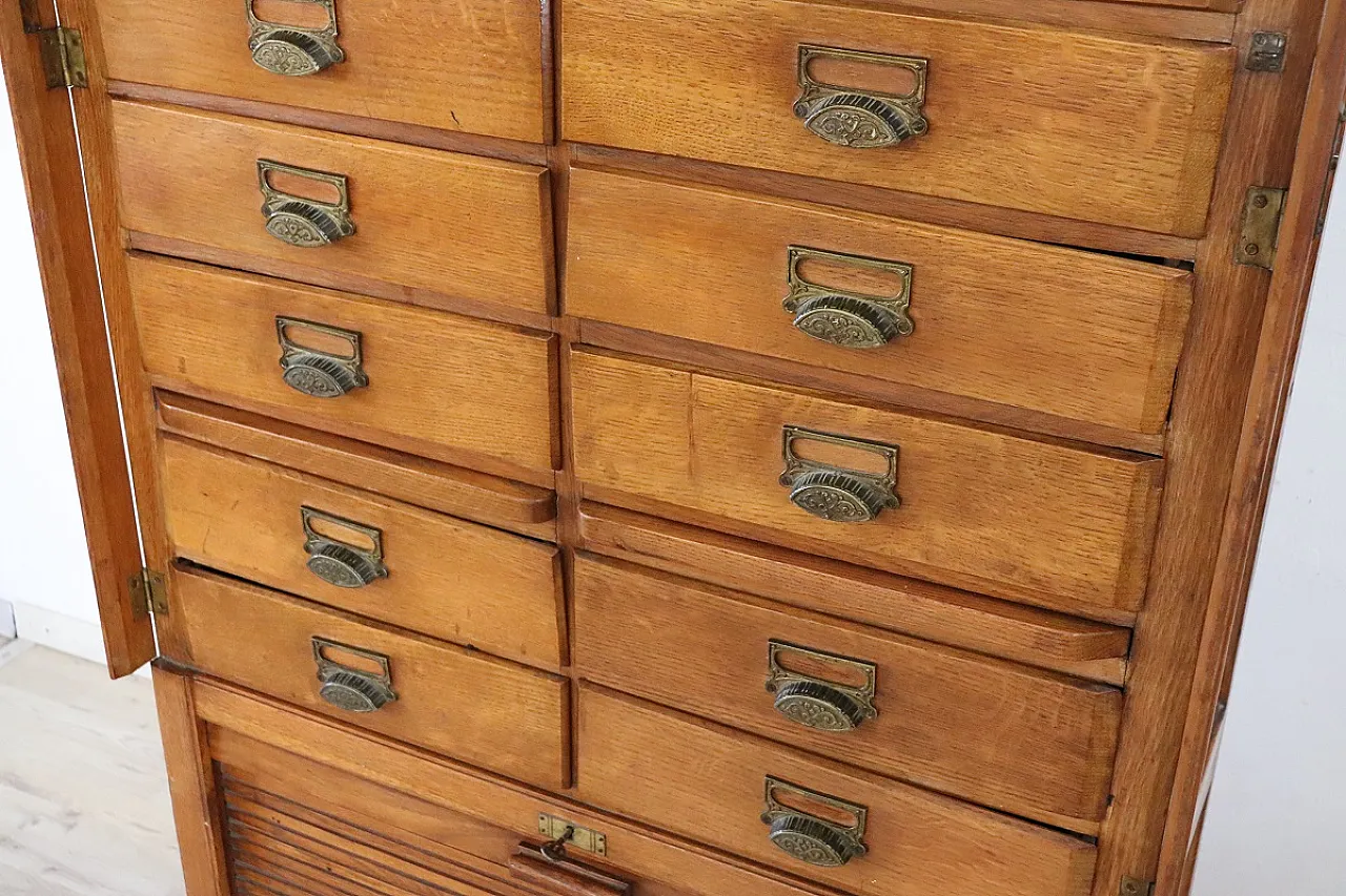 oak office chest of drawers, 1920s 4