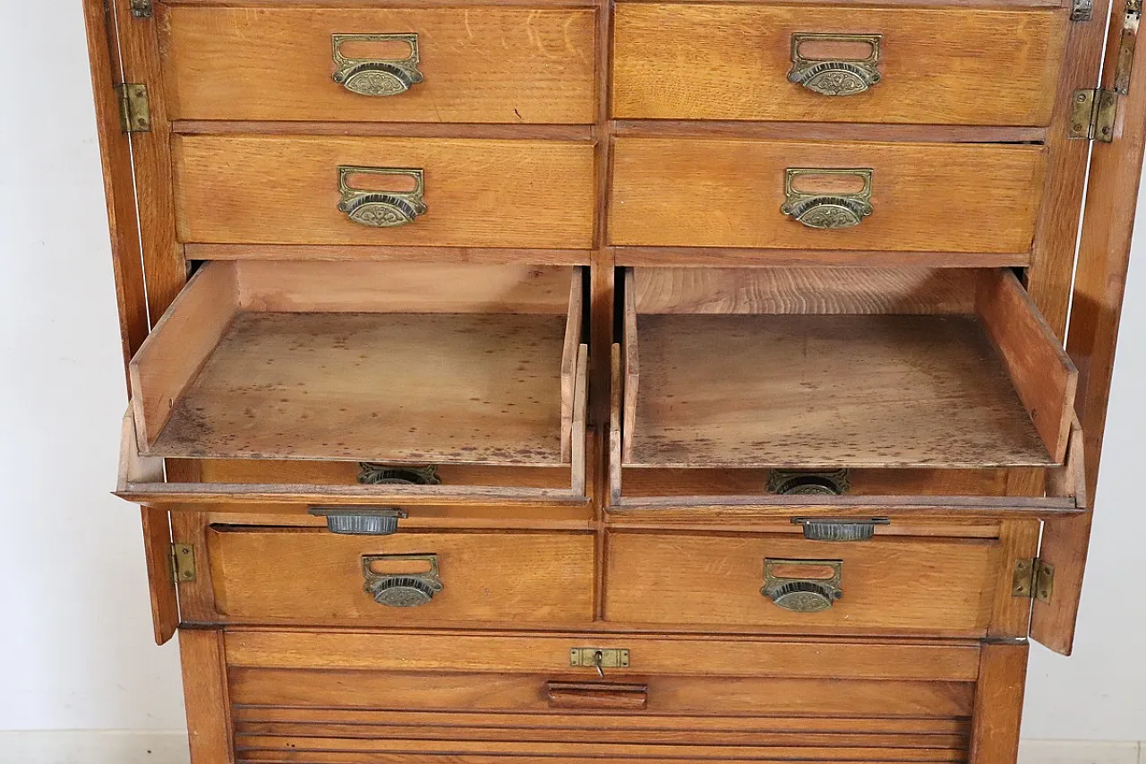 oak office chest of drawers, 1920s 14