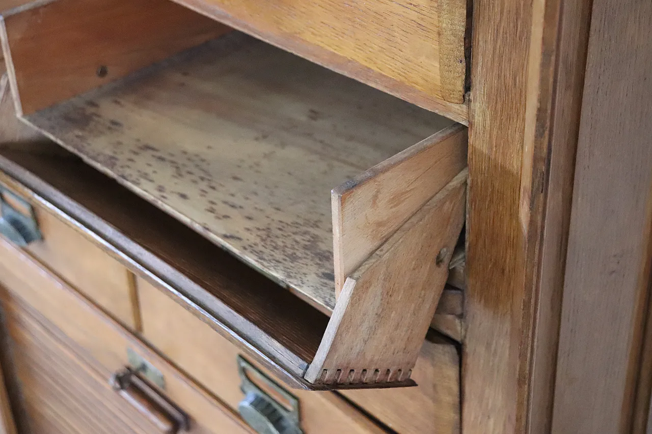 oak office chest of drawers, 1920s 15