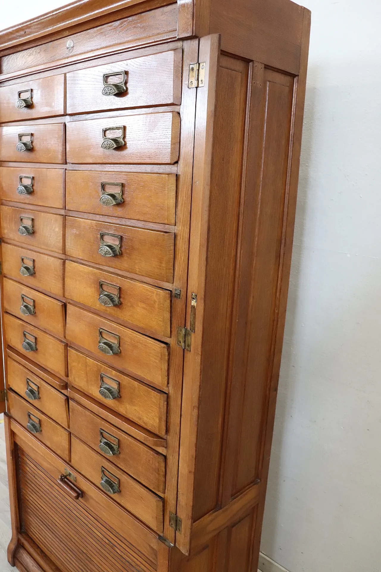 oak office chest of drawers, 1920s 18
