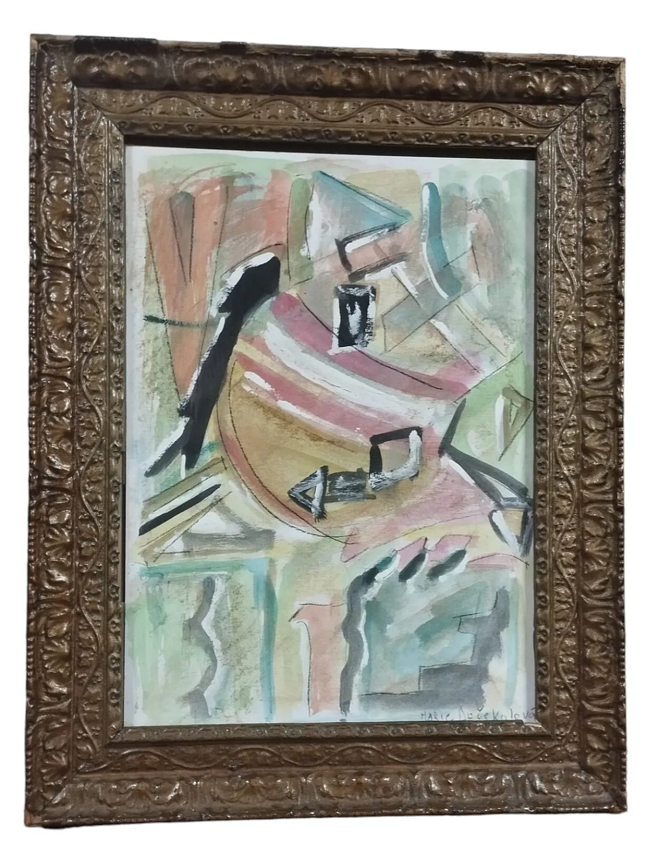 Abstract mixed technique painting by Dočekalová-Syslová, 20th century 1