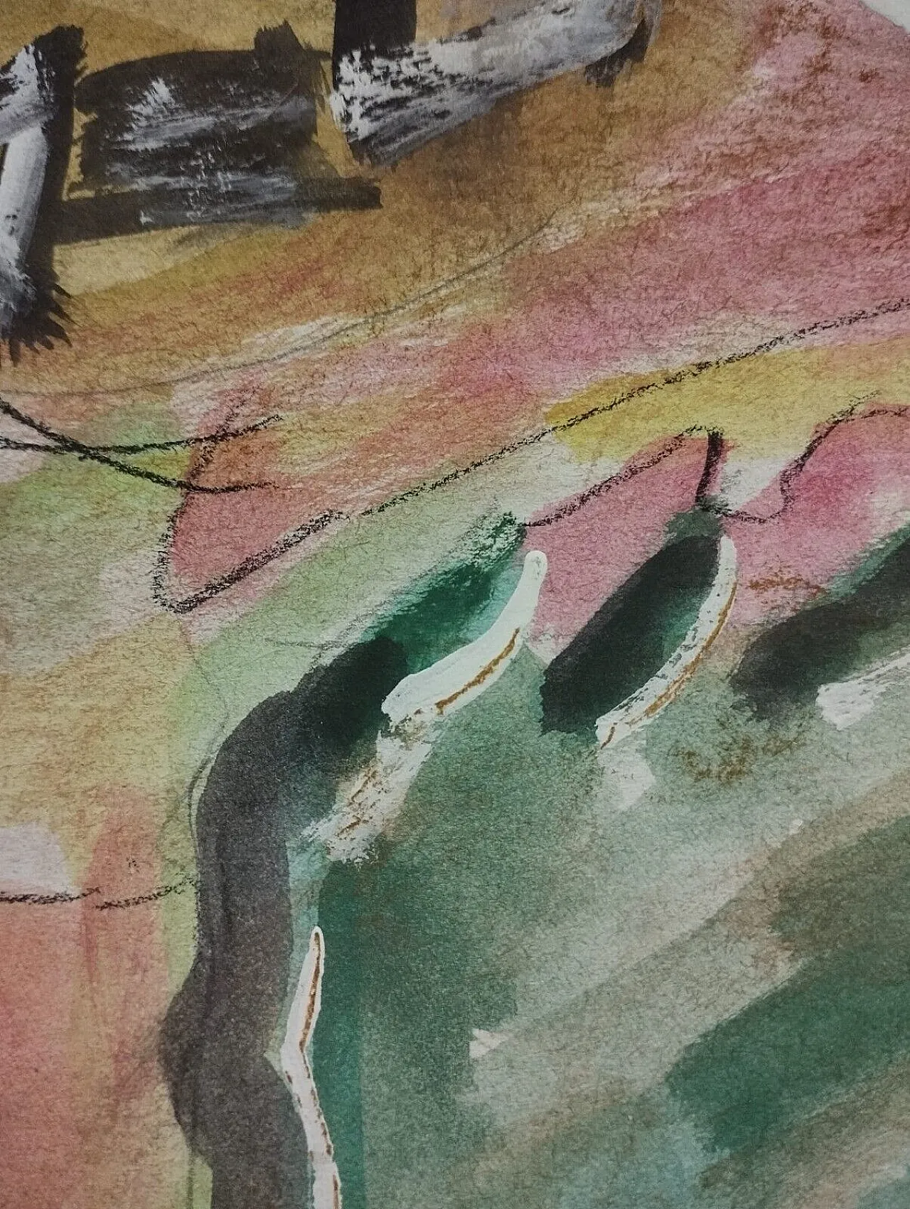 Abstract mixed technique painting by Dočekalová-Syslová, 20th century 3