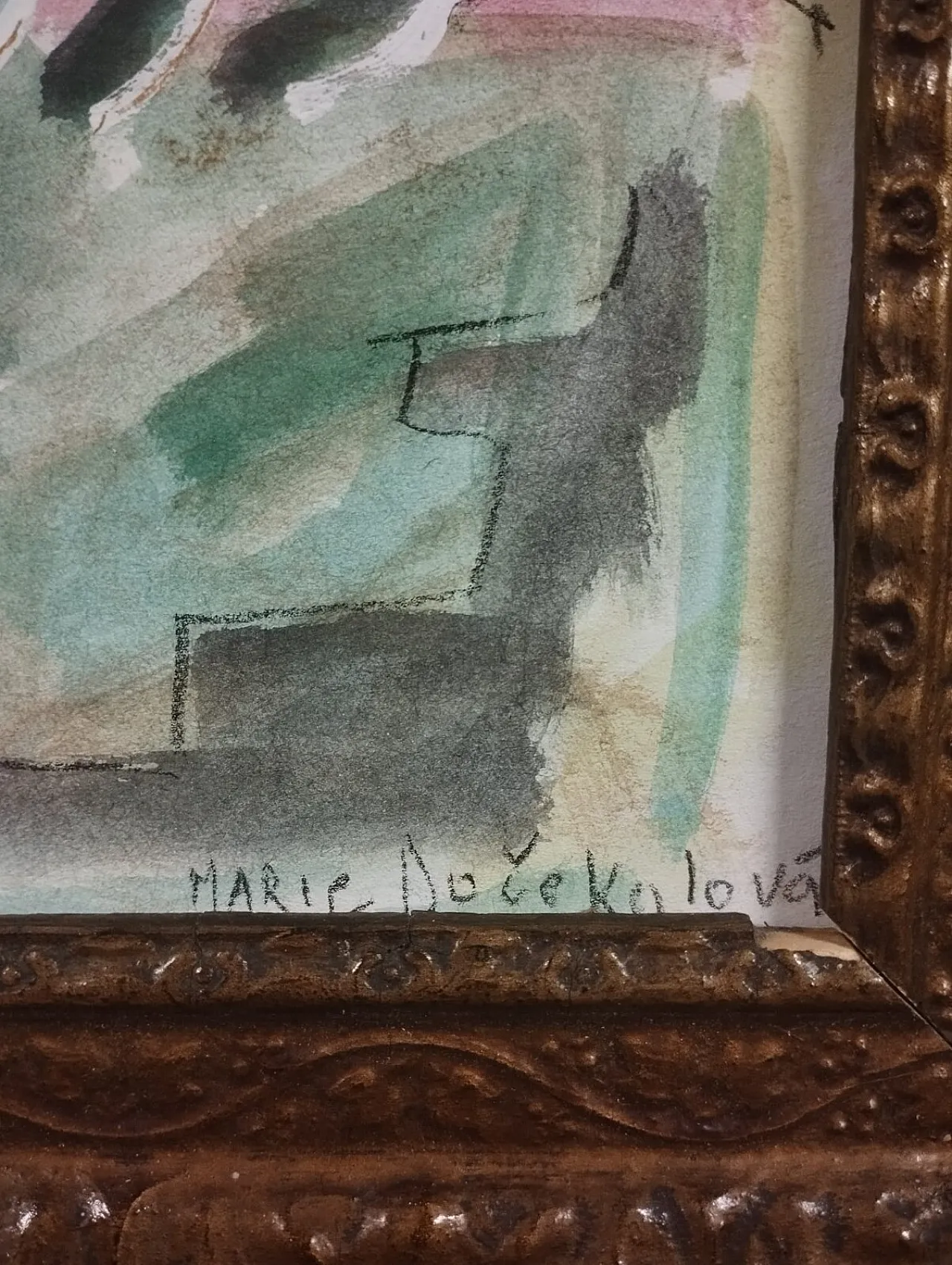 Abstract mixed technique painting by Dočekalová-Syslová, 20th century 6