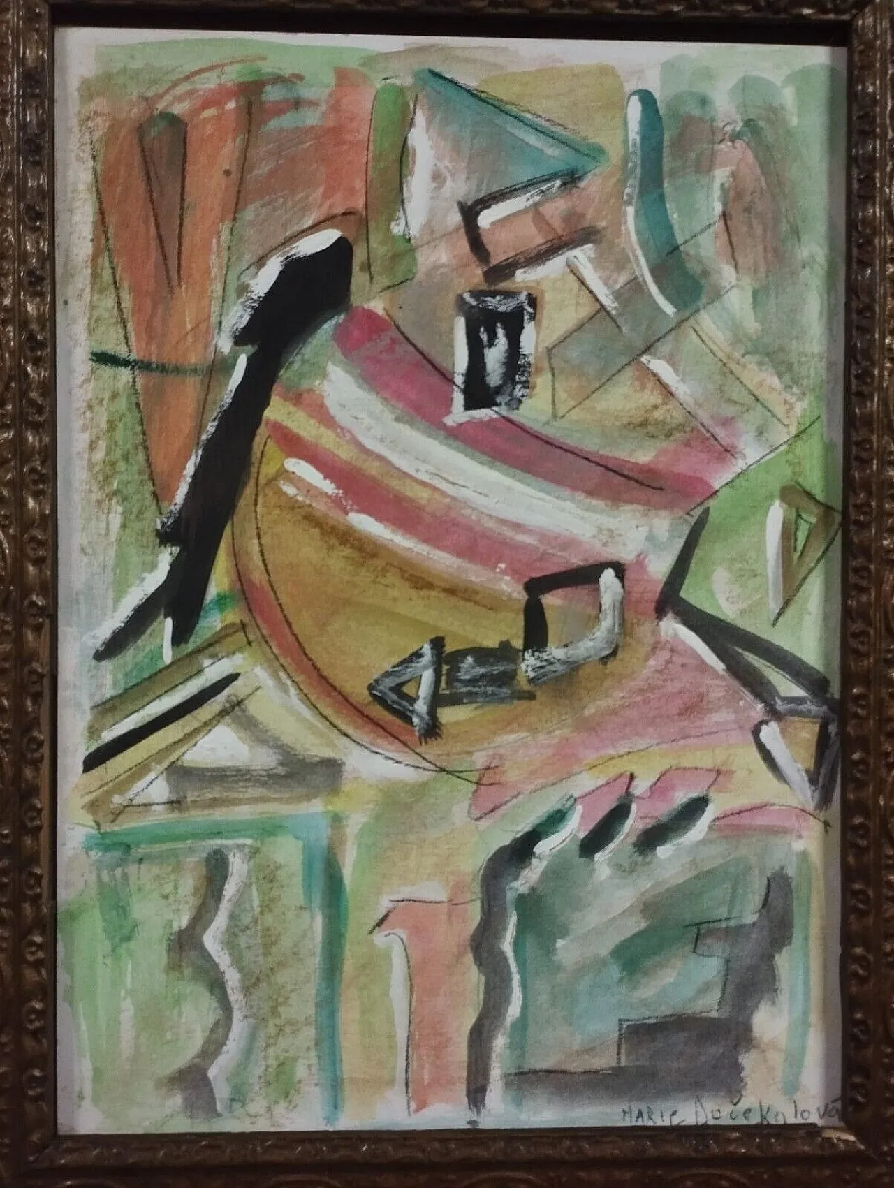 Abstract mixed technique painting by Dočekalová-Syslová, 20th century 8