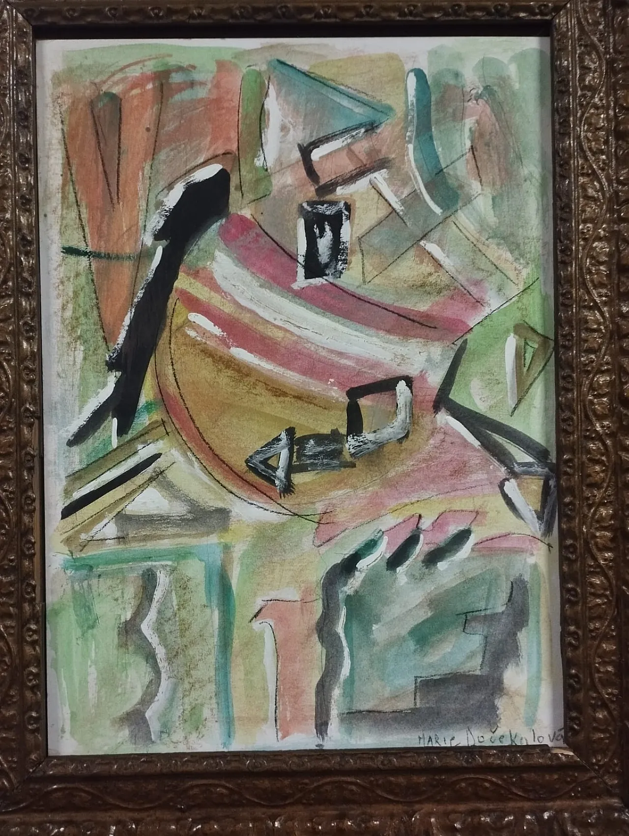 Abstract mixed technique painting by Dočekalová-Syslová, 20th century 9