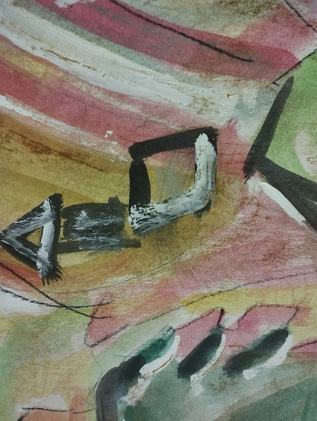 Abstract mixed technique painting by Dočekalová-Syslová, 20th century 10