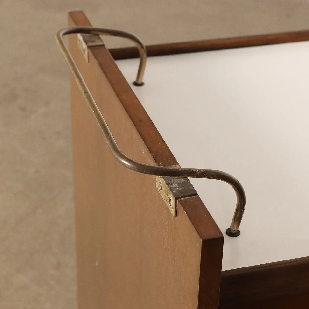Carrello da cucina in noce e ottone, '900 3