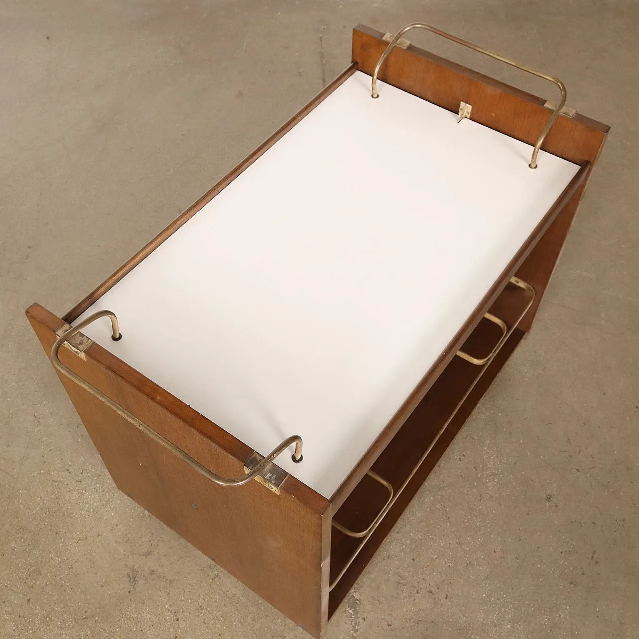 Carrello da cucina in noce e ottone, '900 8