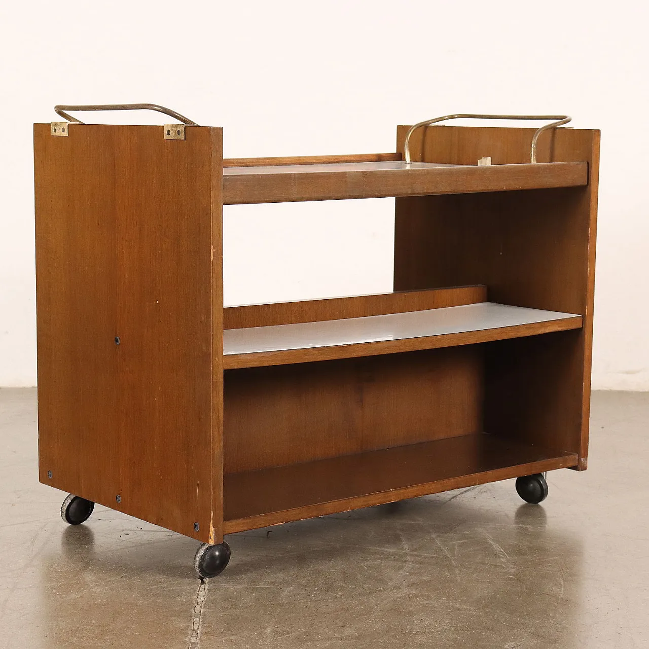 Carrello da cucina in noce e ottone, '900 10