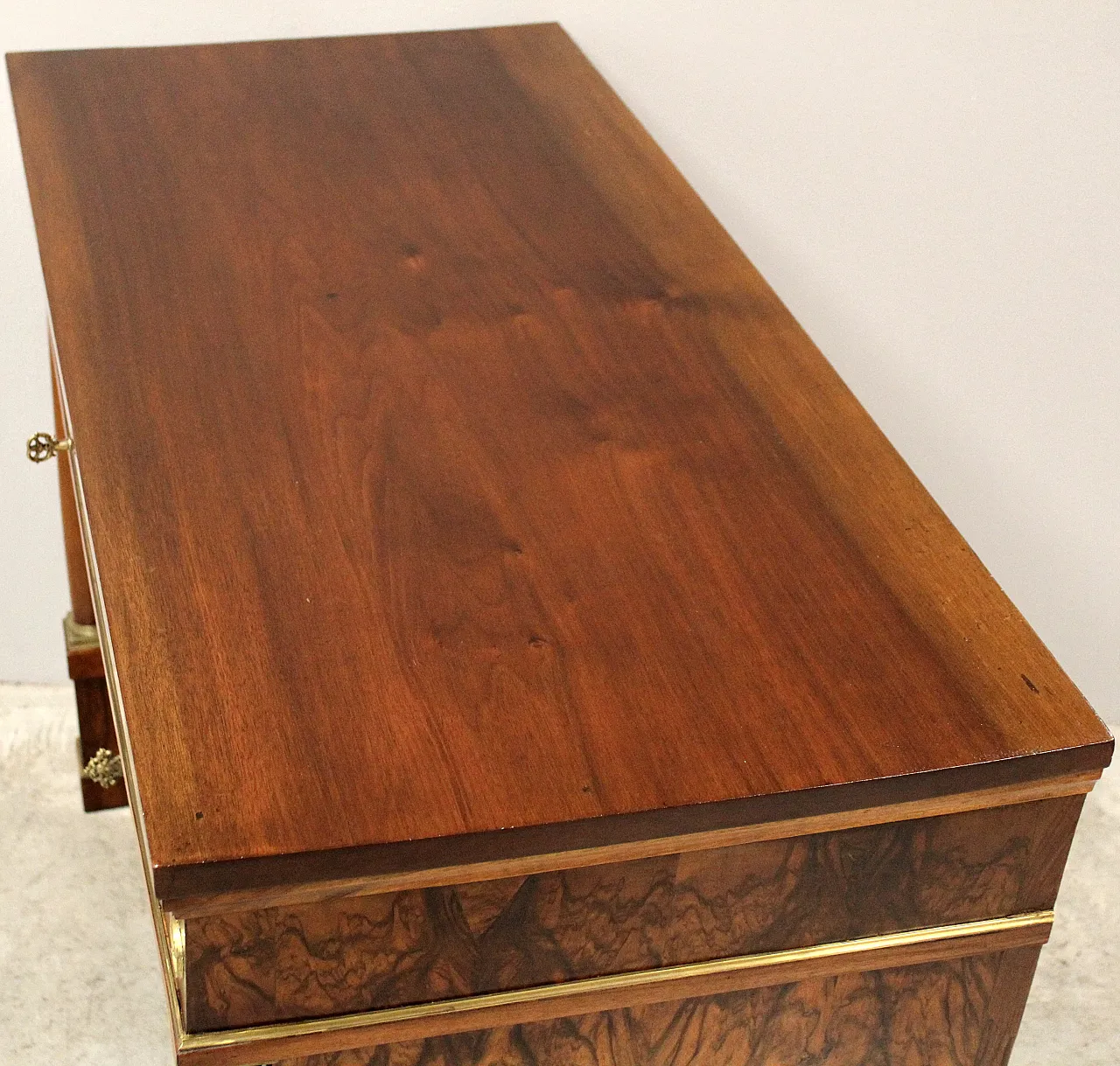 Empire chest of drawers in 19th century Italian inlaid walnut 11