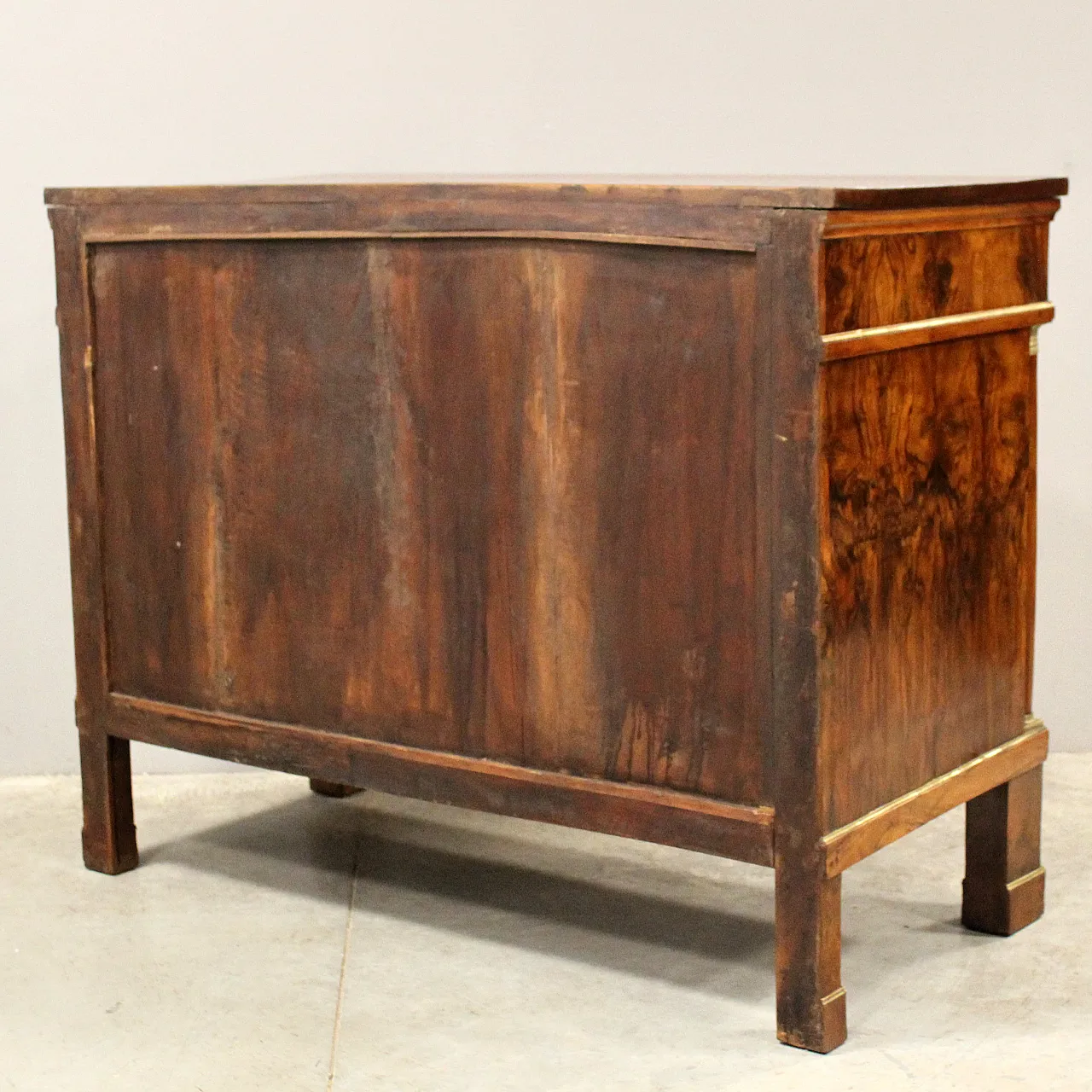 Empire chest of drawers in 19th century Italian inlaid walnut 14