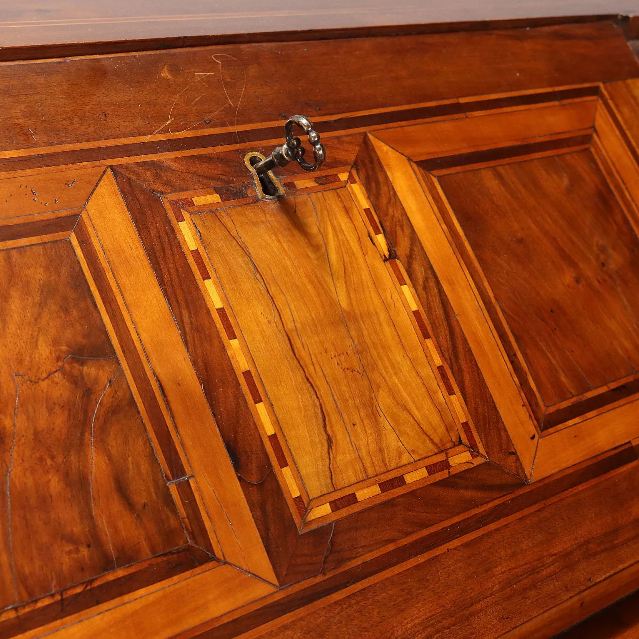 Mobile a ribalta in acero e bronzo con 5 cassetti, '800 6