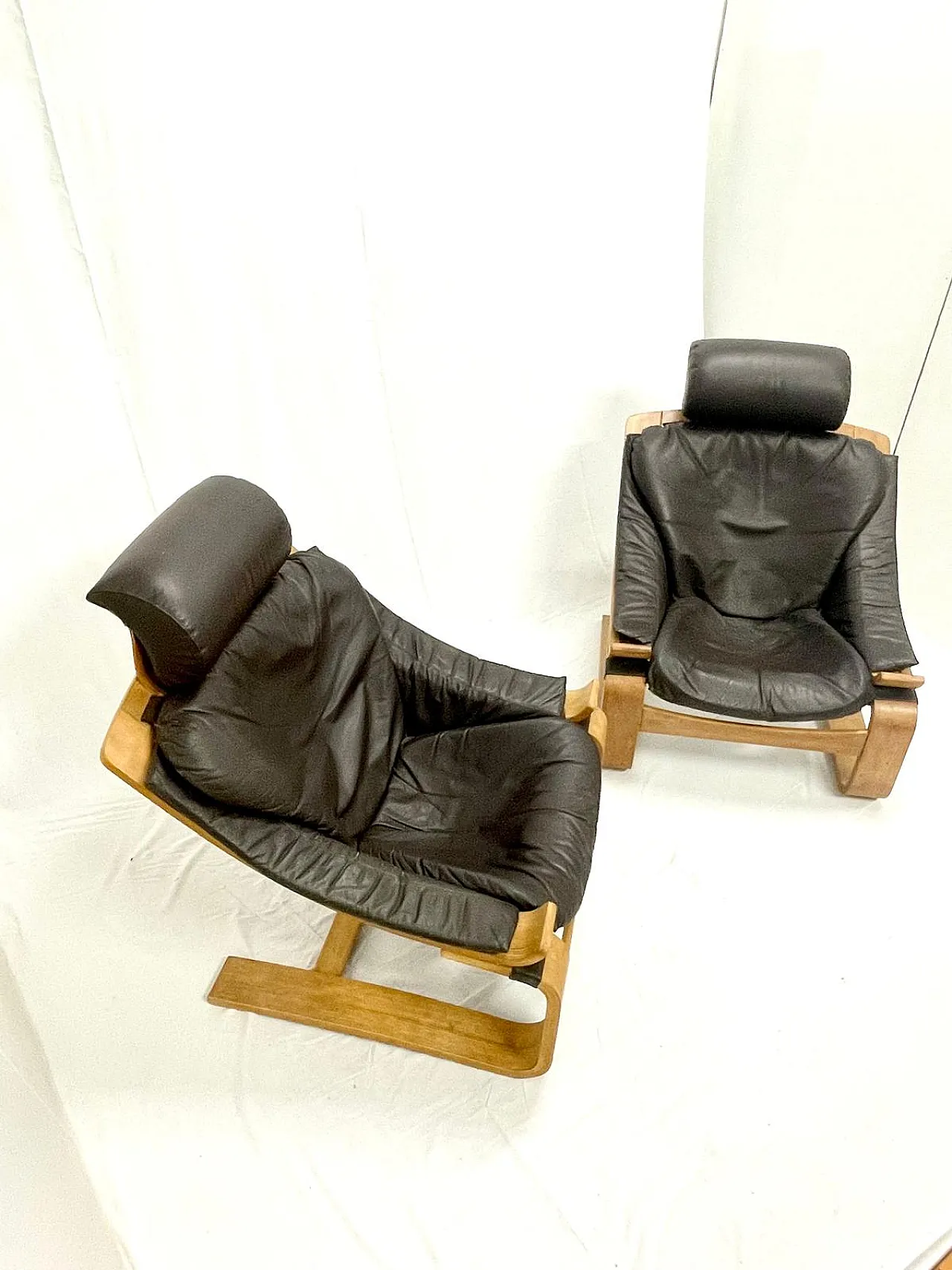 Pair of Kroken armchairs by Ake Fribytter for Nelo Mobel, 70s 8
