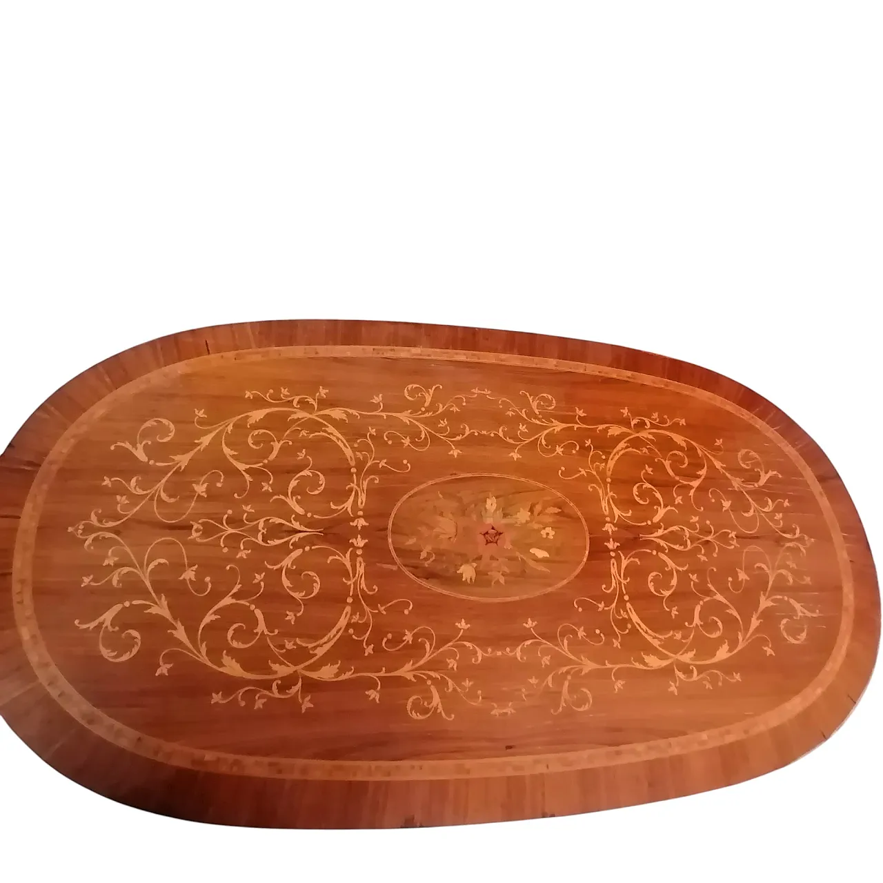 Italian Oval Inlaid Table, 1950s 4