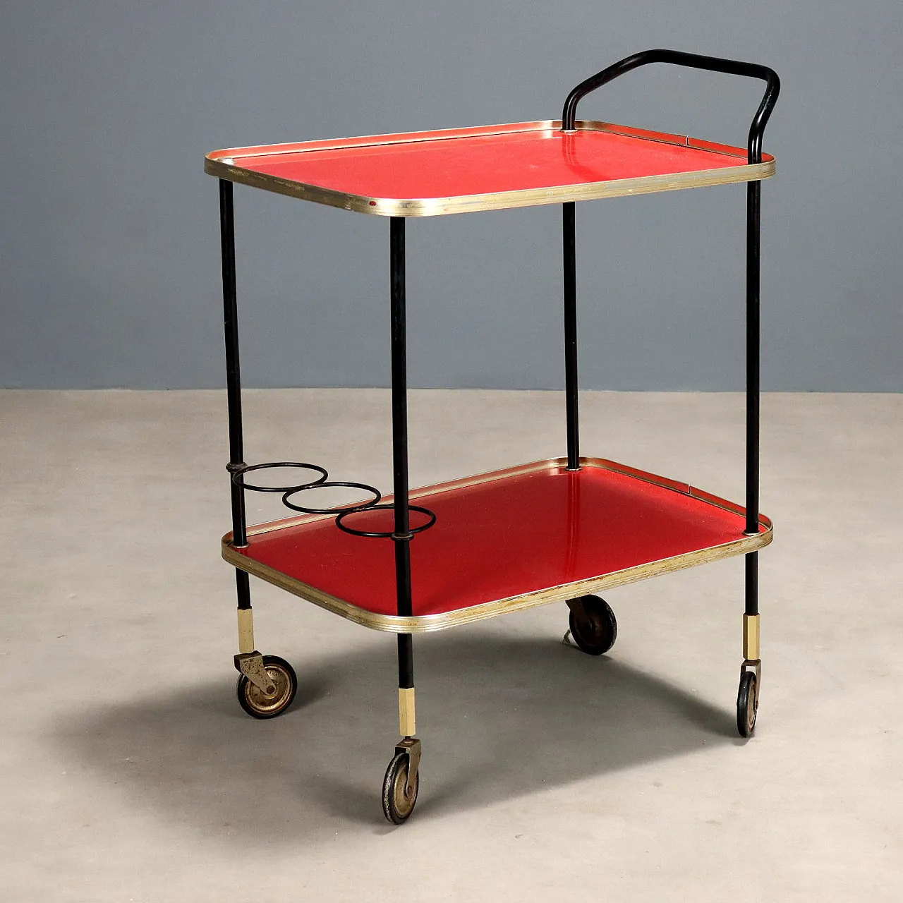 Carrello da cucina in plastica e metallo, anni '60 1