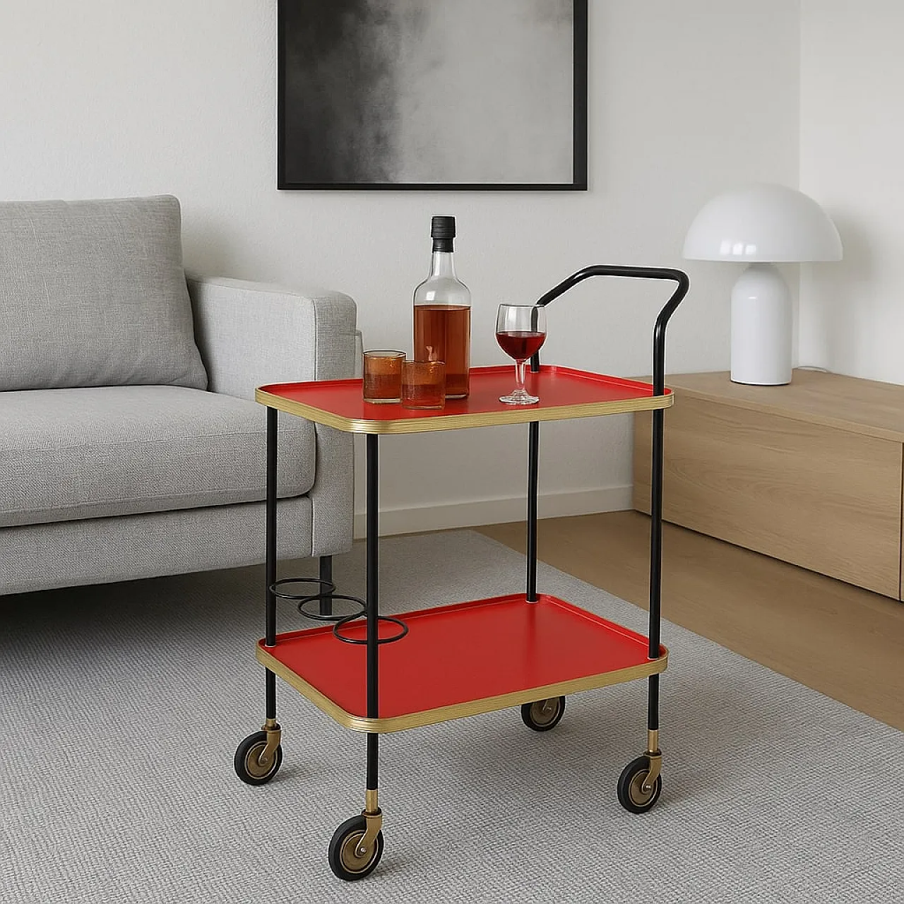 Carrello da cucina in plastica e metallo, anni '60 2