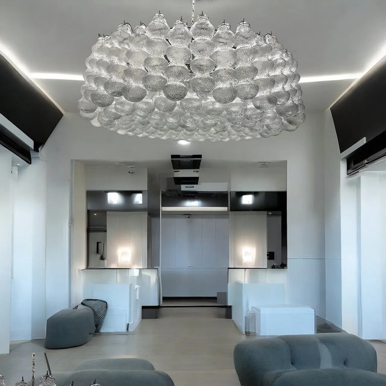 Large Bubble Chandelier in Murano Glass, 1980s 7