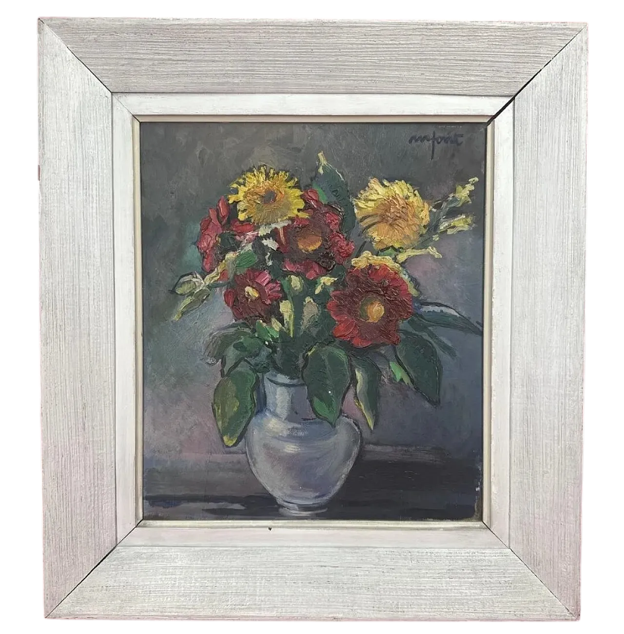 Still life bouquet of flowers, impressionist oil painting,20th century 9
