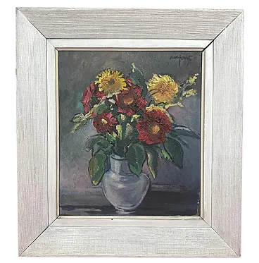 Still life bouquet of flowers, impressionist oil painting,20th century