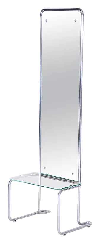 Toilette Bauhaus vintage in metallo cromato con specchio di Thonet, anni '30