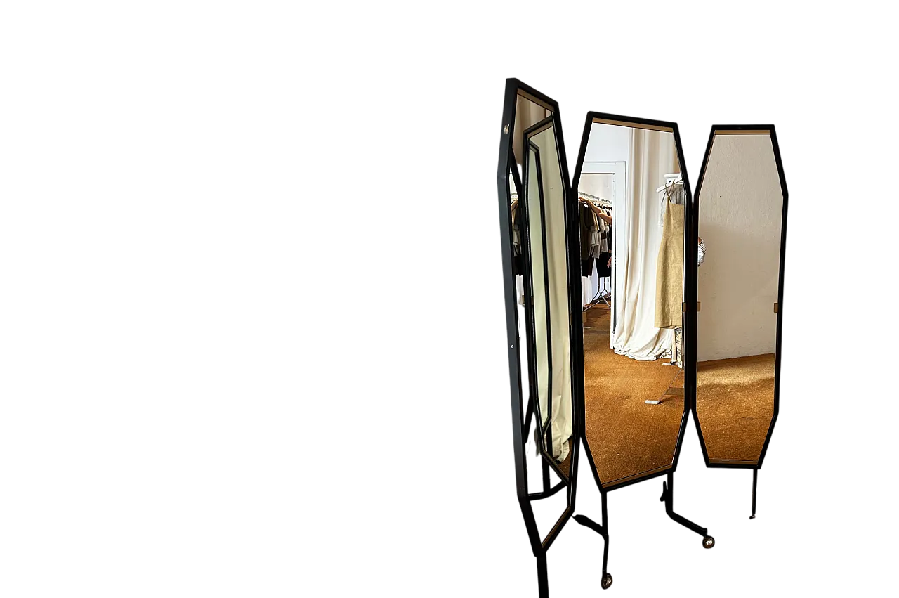 Specchio da toeletta trittico moderno Mid-Century, italiano, anni '70 5