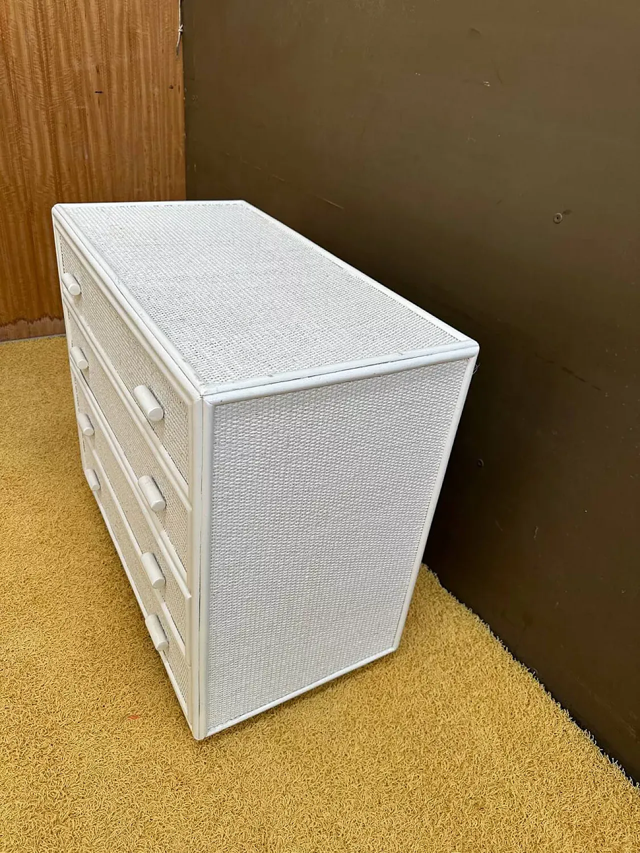 White rattan chest of drawers, 20th century 4
