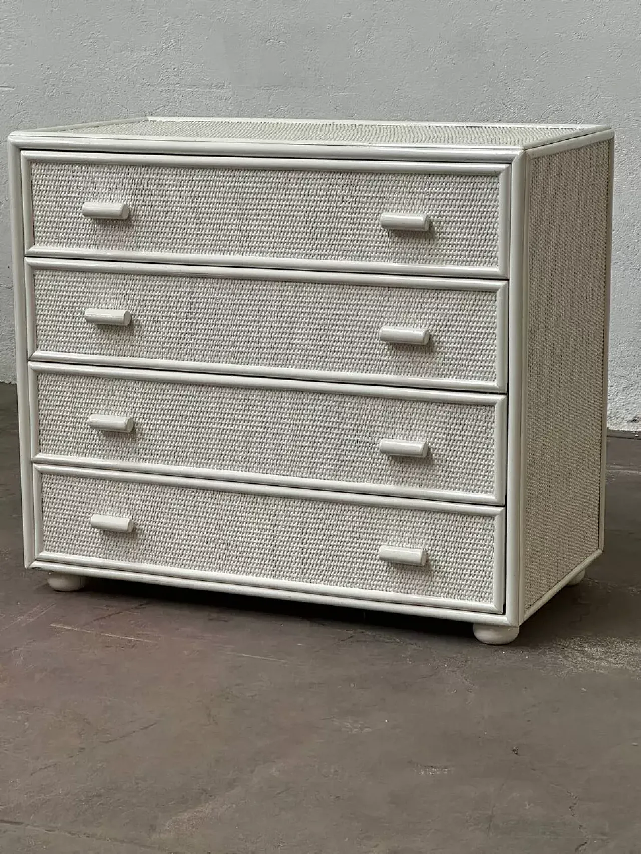 White rattan chest of drawers, 20th century 6