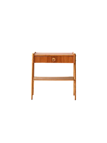 Vintage Scandinavian bedside table with folding shelf and legs