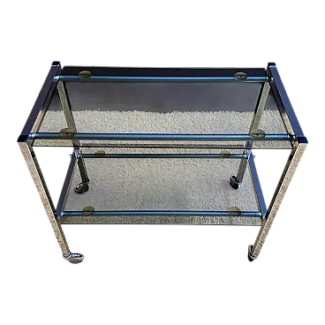 Service trolley in metal and smoked glass, 20th century