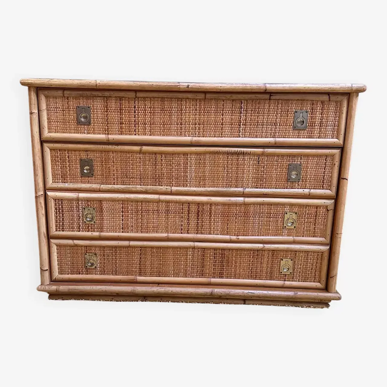 Dal Vera bamboo and rattan chest of drawers, 1970s 1