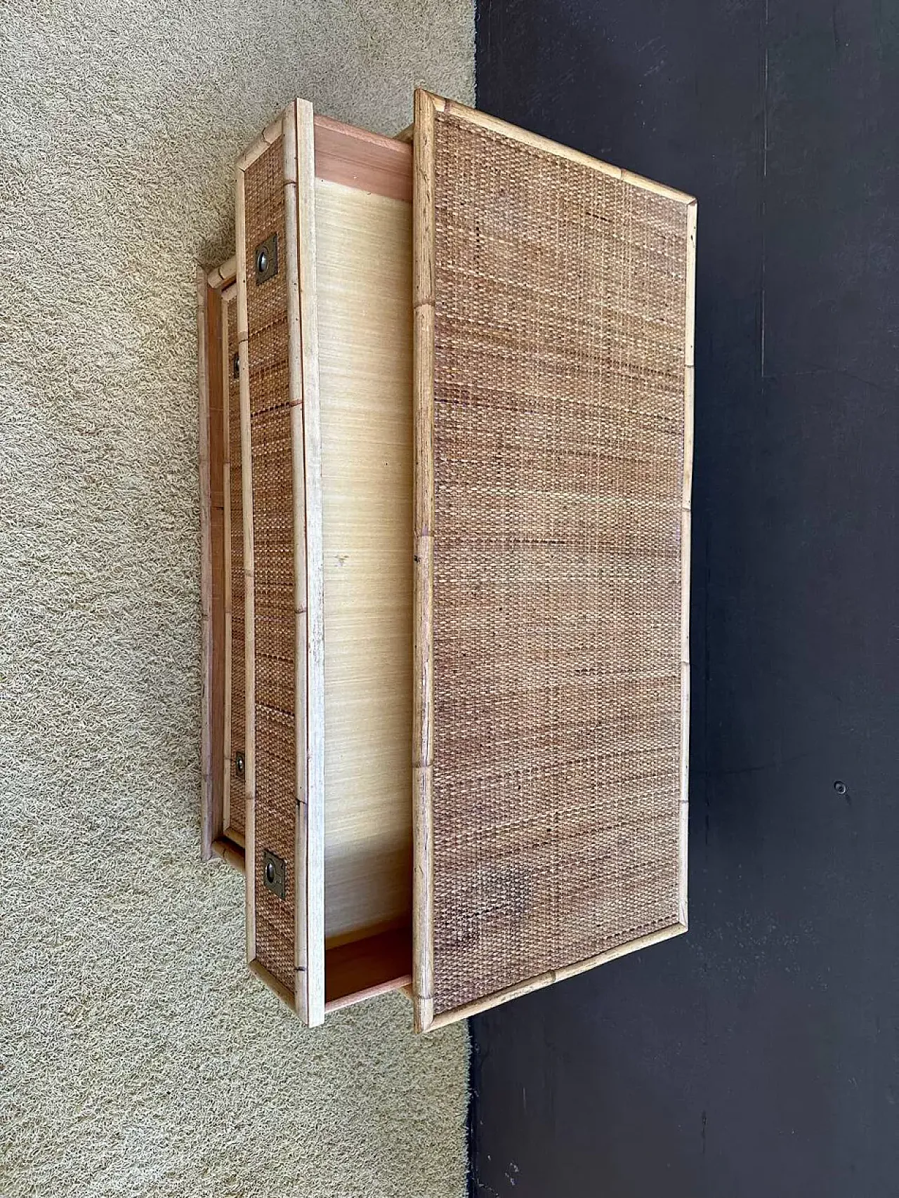 Dal Vera bamboo and rattan chest of drawers, 1970s 7