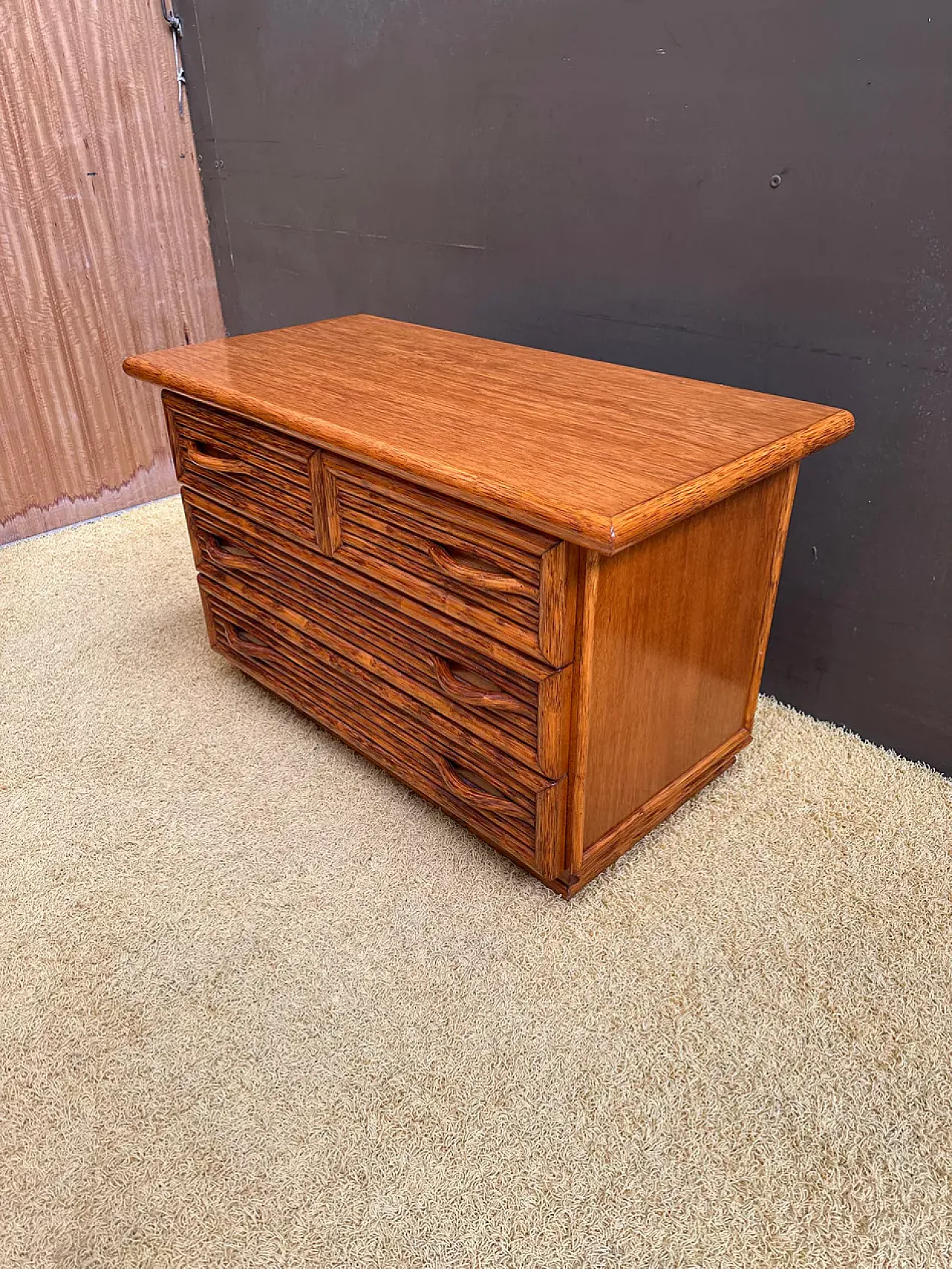 Maugrion bamboo chest of drawers for Roche Bobois, 1980s 2
