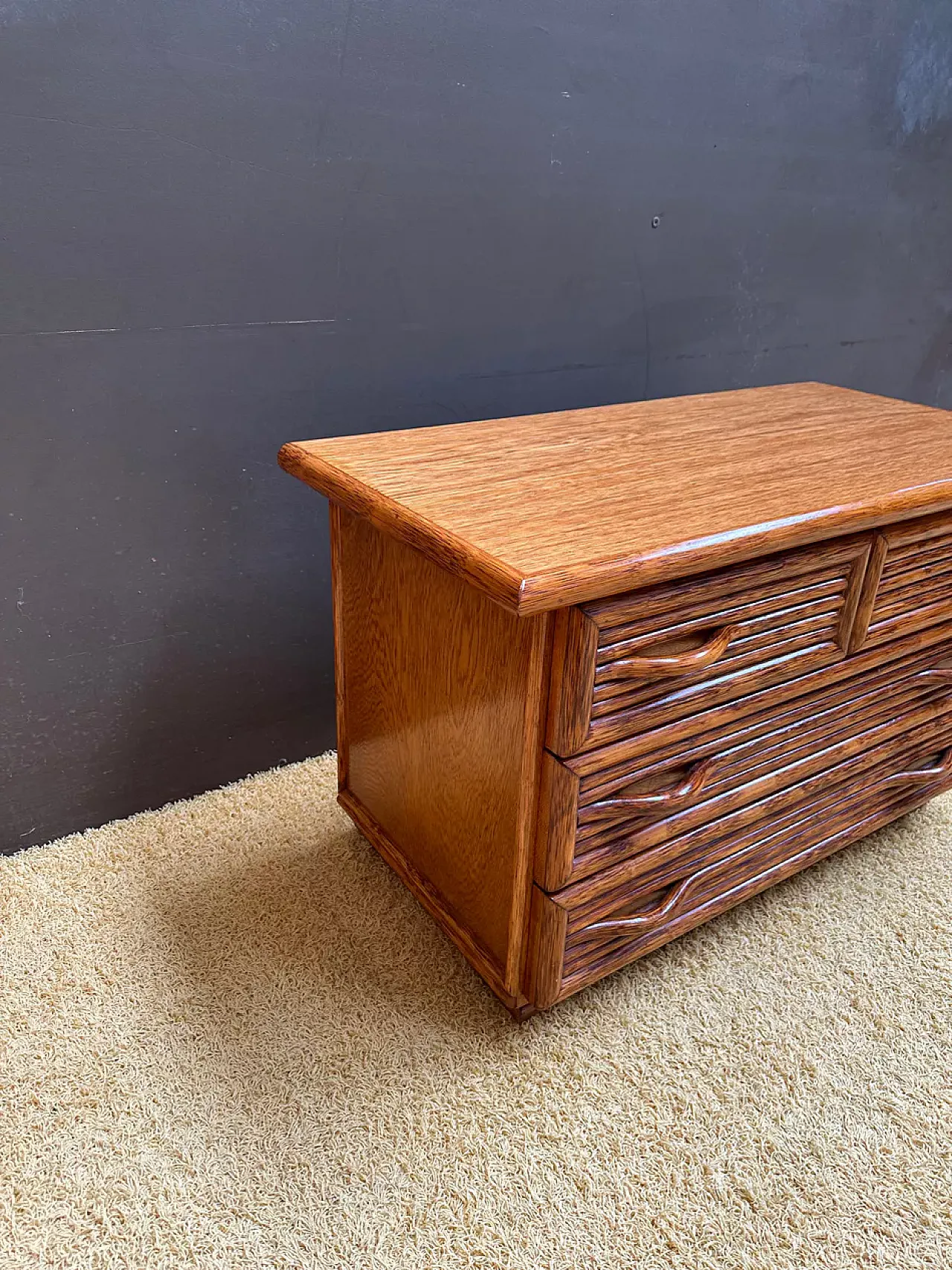 Maugrion bamboo chest of drawers for Roche Bobois, 1980s 3