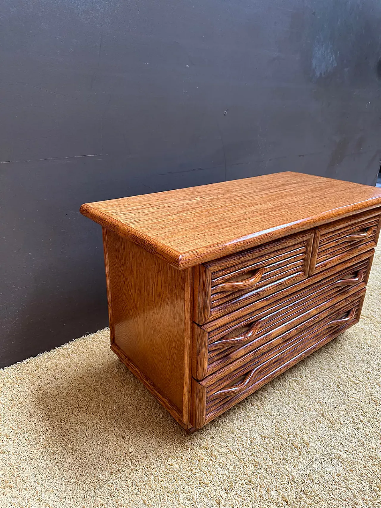 Maugrion bamboo chest of drawers for Roche Bobois, 1980s 4