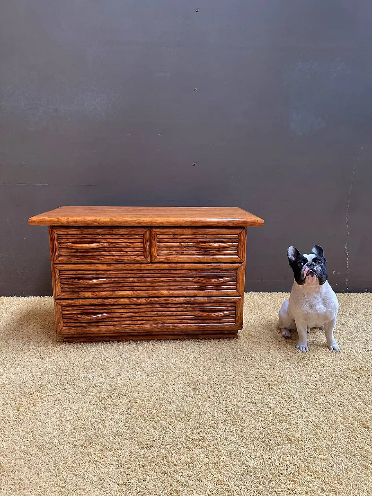 Maugrion bamboo chest of drawers for Roche Bobois, 1980s 5